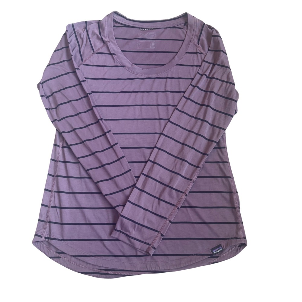 Patagonia‎ Capilene Cool Trail Long Sleeve Shirt Purple Striped Womens Small